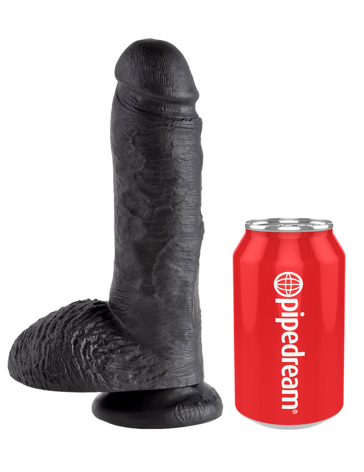 8" COCK W/ BALLS - BLACK