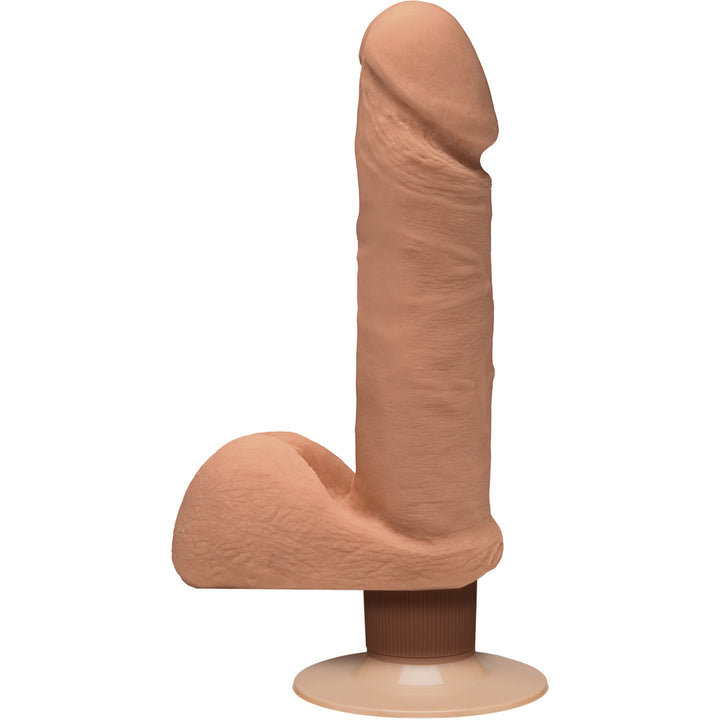 7" VIBRATING COCK W/ BALLS - CARAMEL