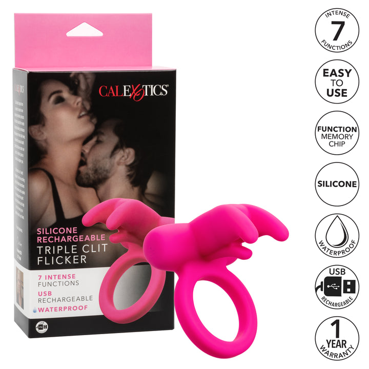 SILICONE RECHARGEABLE TRIPLE CLIT FLICKER