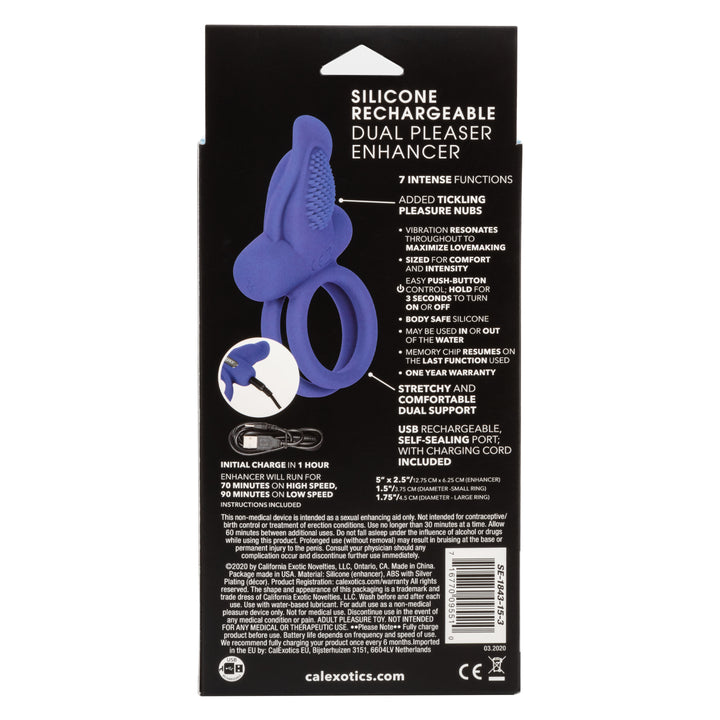 SILICONE RECHARGEABLE DUAL PLEASER ENHANCER