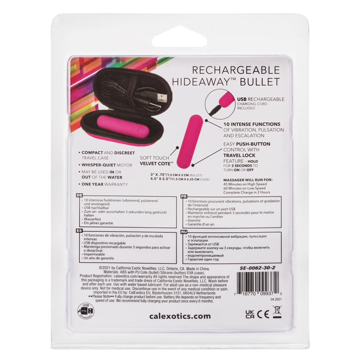 RECHARGEABLE HIDEAWAY BULLET - PINK