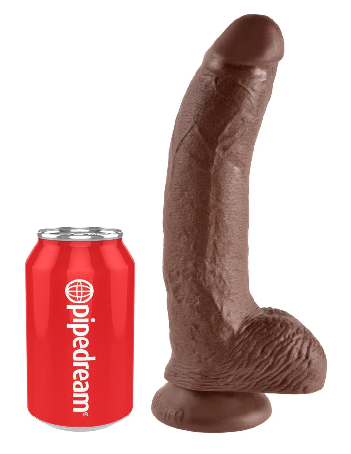 9" COCK W/ BALLS - BROWN