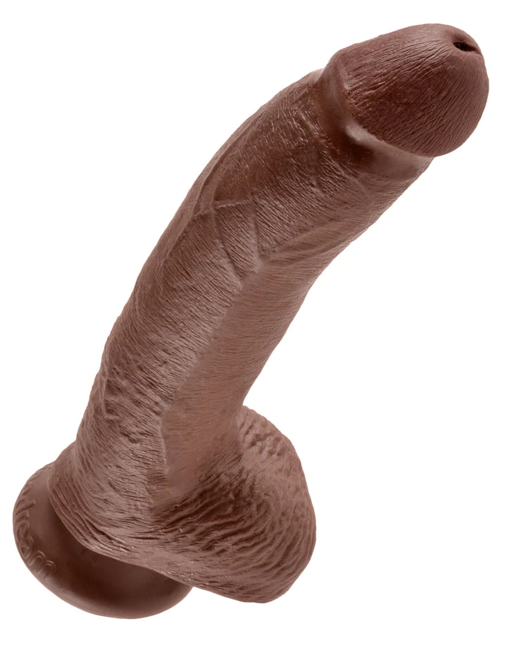 9" COCK W/ BALLS - BROWN