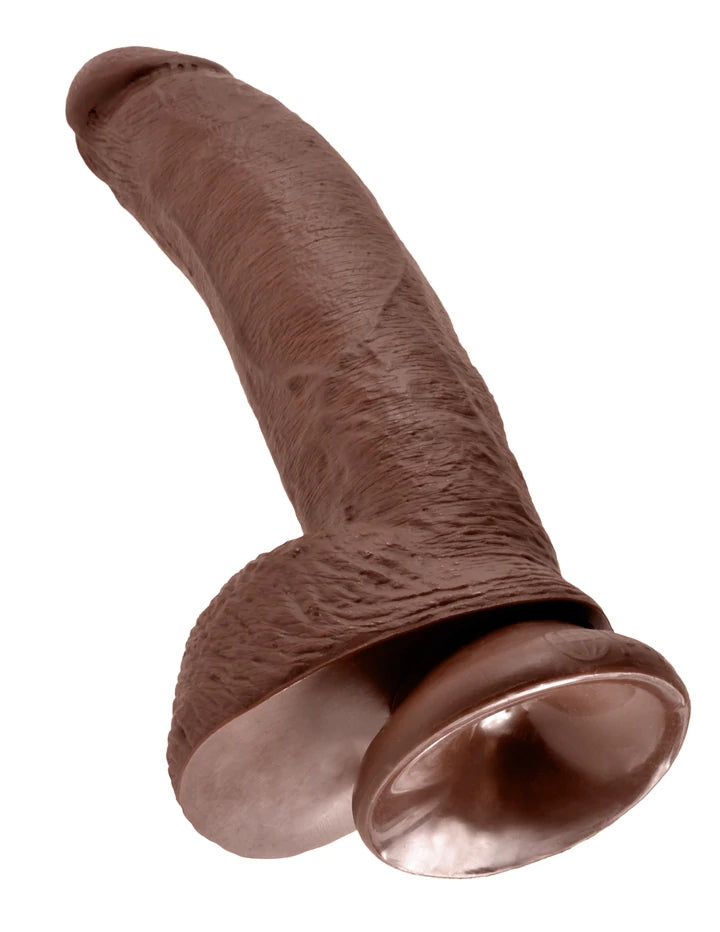 9" COCK W/ BALLS - BROWN