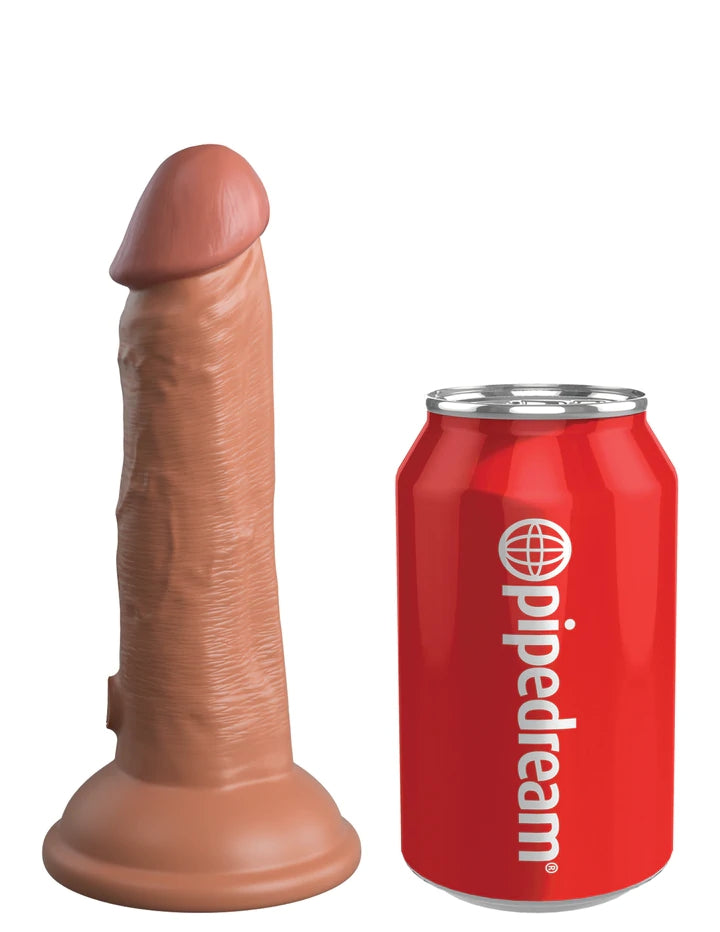 6" DUAL DENSITY VIBRATING SILICONE COCK - TAN