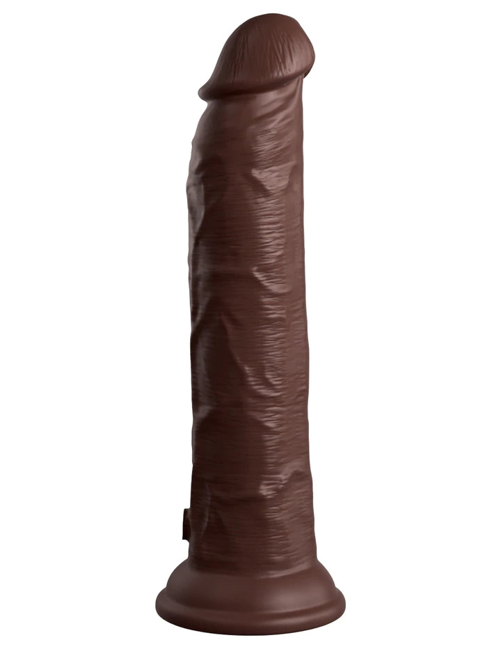 9" DUAL DENSITY VIBRATING SILICONE COCK - BROWN