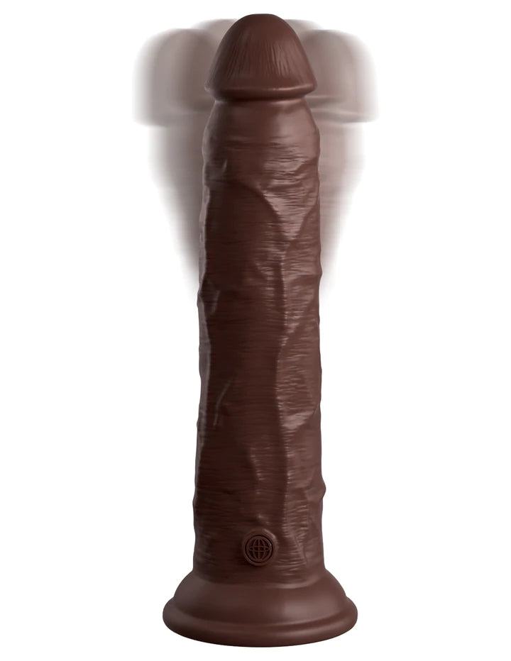 9" DUAL DENSITY VIBRATING SILICONE COCK - BROWN