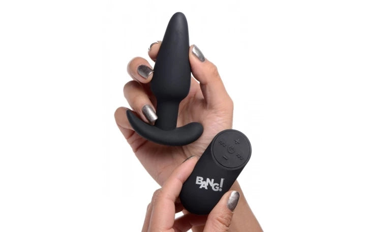 SILICONE BUTT PLUG W/ R/C - BLACK