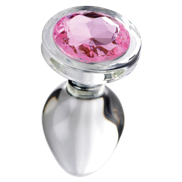 PINK GEM GLASS ANAL PLUG - LARGE