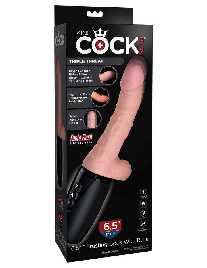 King Cock Plus 6.5" Thrusting Cock W/ Balls - DILDOS - Brazzers Toys