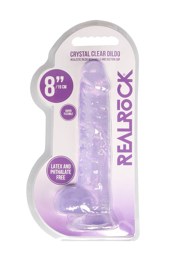 Real Rock 8" Realistic Dildo W/ Balls - Purple - DILDOS - Brazzers Toys
