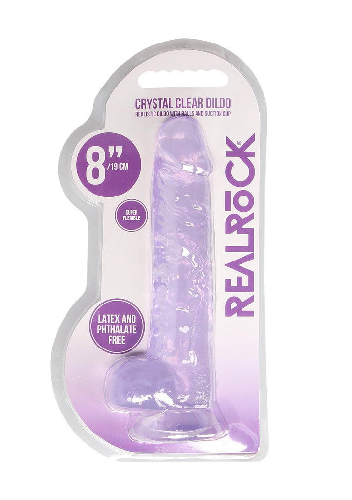 Real Rock 8" Realistic Dildo W/ Balls - Purple - DILDOS - Brazzers Toys