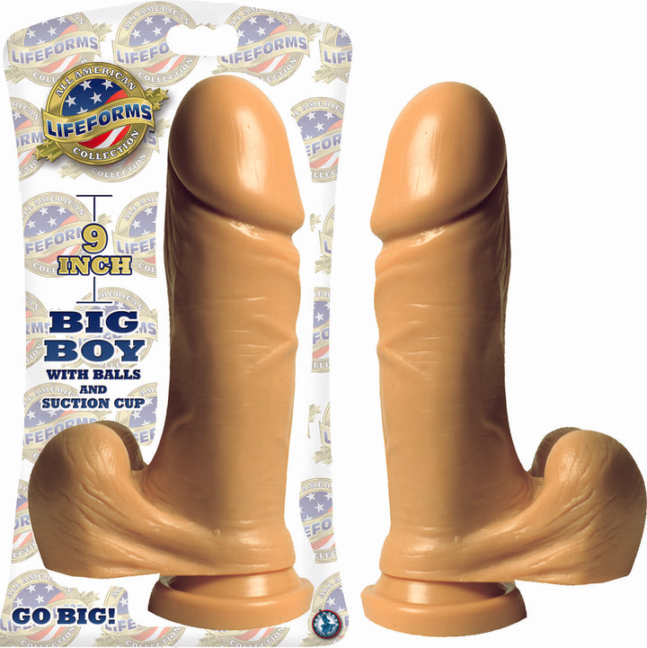 BIG BOY W/ BALLS & SUCTION CUP - FLESH - 9"