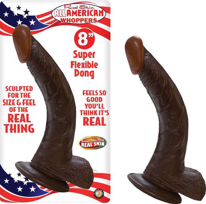 DONG W/ BALLS & SUCTION CUP - BROWN - 8"