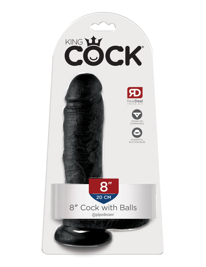 8" COCK W/ BALLS - BLACK