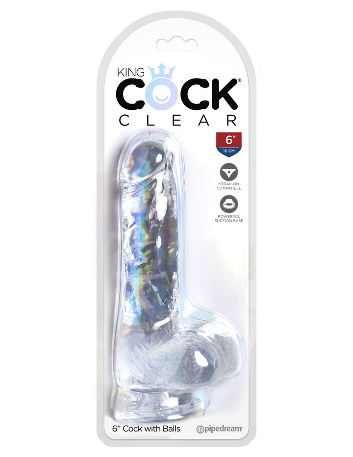 6" COCK W/ BALLS - CLEAR