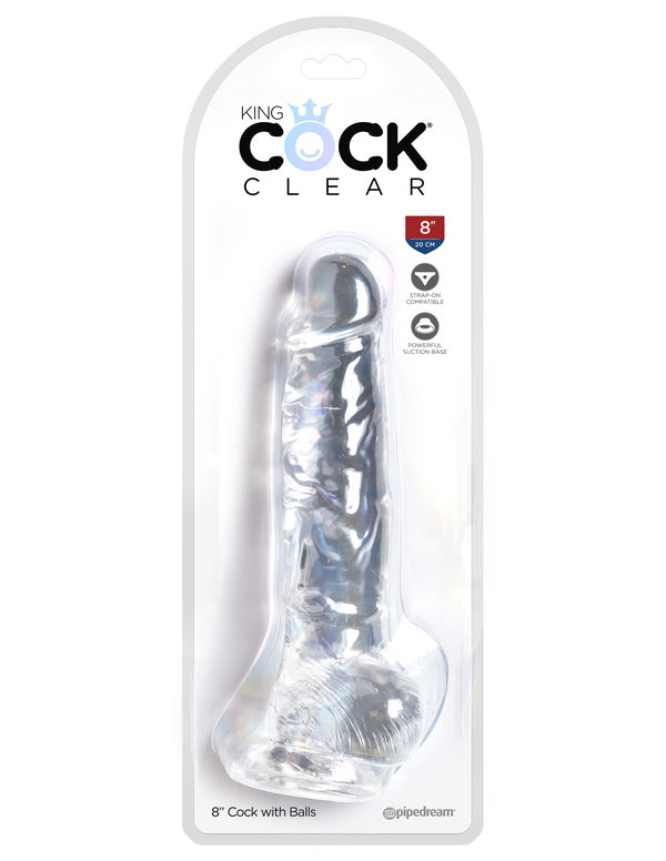 8" COCK W/ BALLS - CLEAR