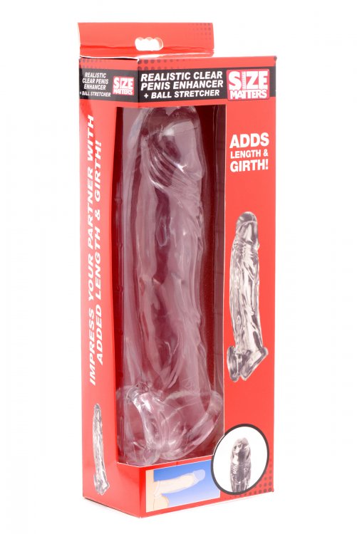 REALISTIC PENIS ENHANCER W/ BALL STRETCHER - CLEAR