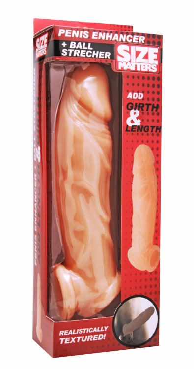 REALISTIC PENIS ENHANCER W/ BALL STRETCHER - FLESH