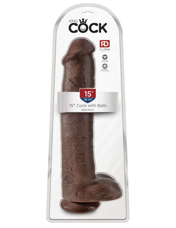 15" COCK W/ BALLS - BROWN