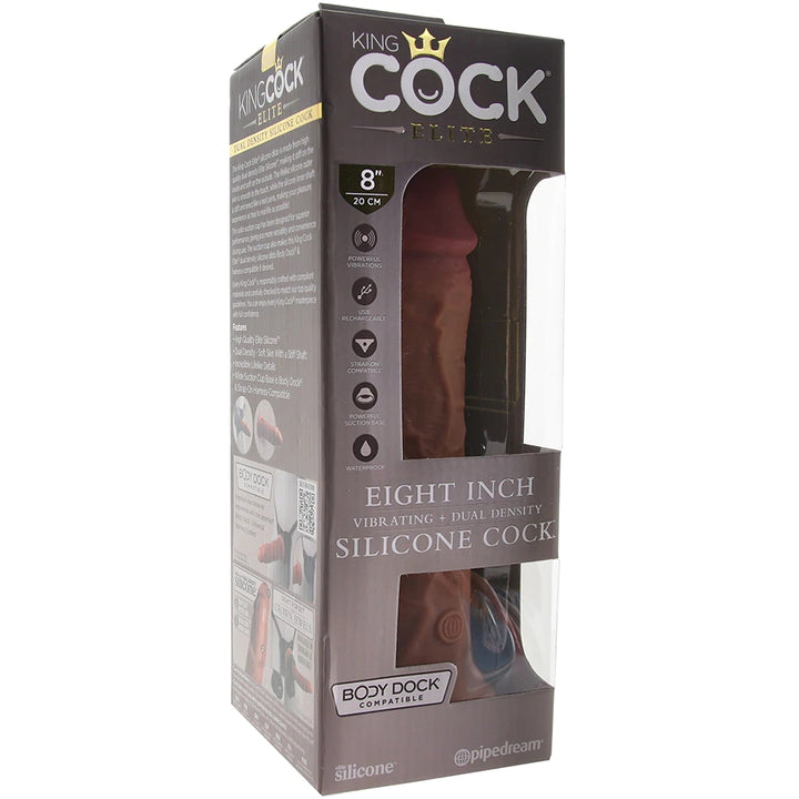 8" DUAL DENSITY VIBRATING SILICONE COCK - TAN