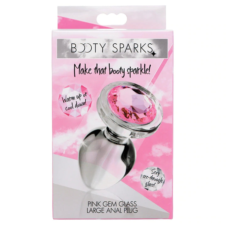 PINK GEM GLASS ANAL PLUG - LARGE