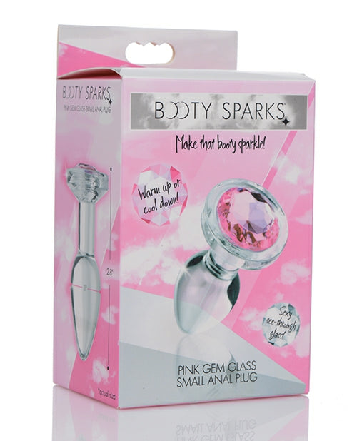 PINK GEM GLASS ANAL PLUG - SMALL